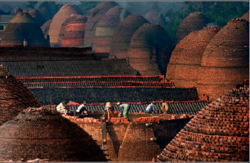 Beautiful pottery kilns under sunshine