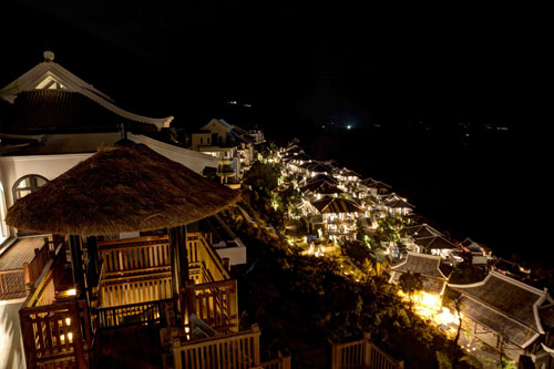 Intercontinental Danang Sun peninsula resrort at night vietnam