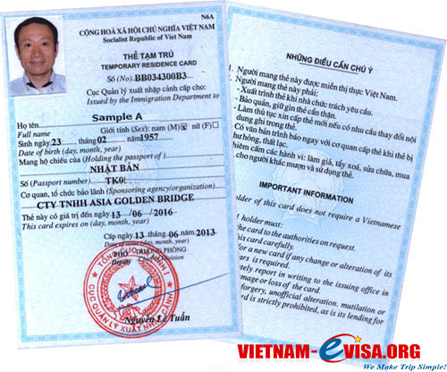 A temporary residence card 