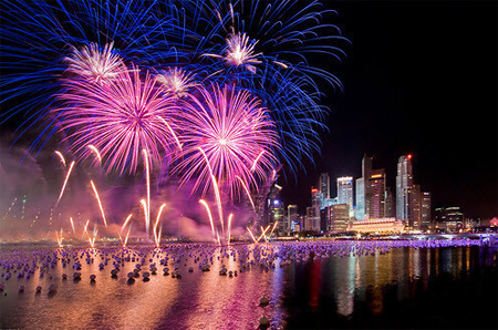 Firework exhibition on Saigon River