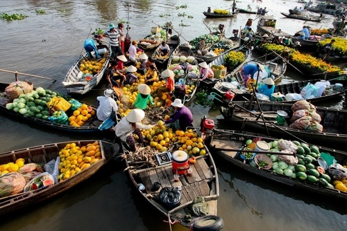 Floating market-a special market in Mekong delta