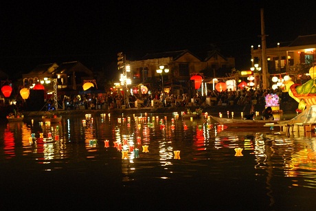 Hoi An at night with colorful lanterns