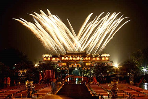 Hue citadel ablaze with firework