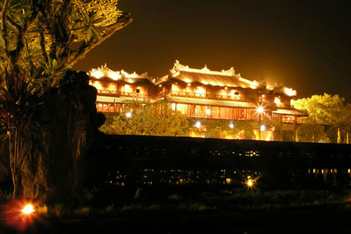 Hue citadel by night